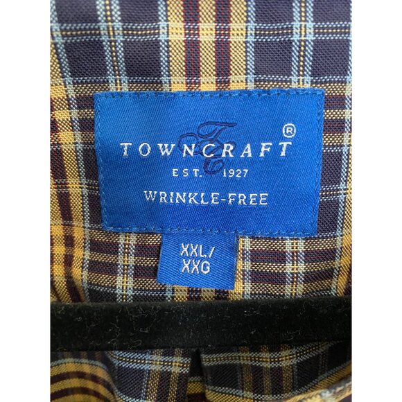 Towncraft Mens Blue yellow Shirt XXL Button-Up Cotton long sleeve collared plaid - Picture 4 of 7
